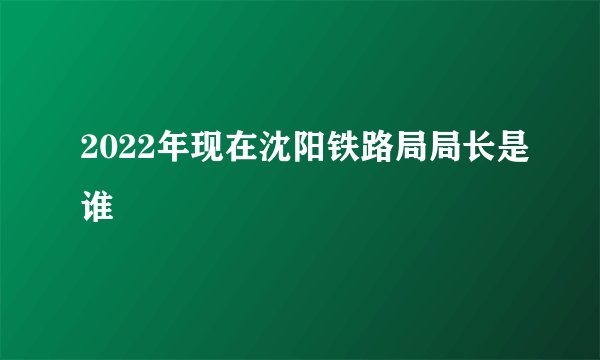 2022年现在沈阳铁路局局长是谁