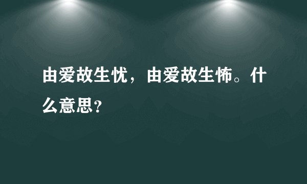 由爱故生忧，由爱故生怖。什么意思？