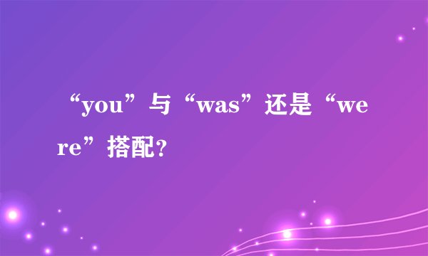 “you”与“was”还是“were”搭配？