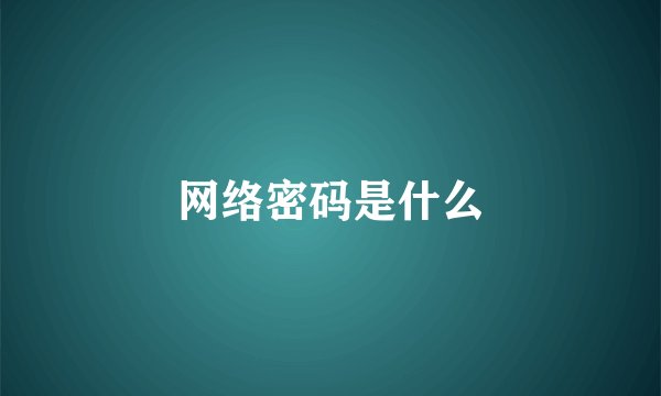网络密码是什么