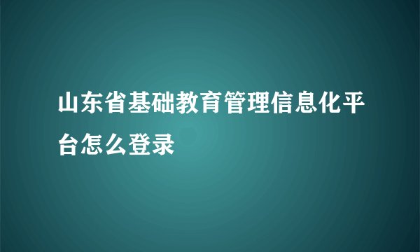 山东省基础教育管理信息化平台怎么登录
