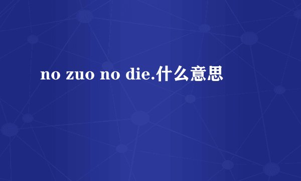 no zuo no die.什么意思