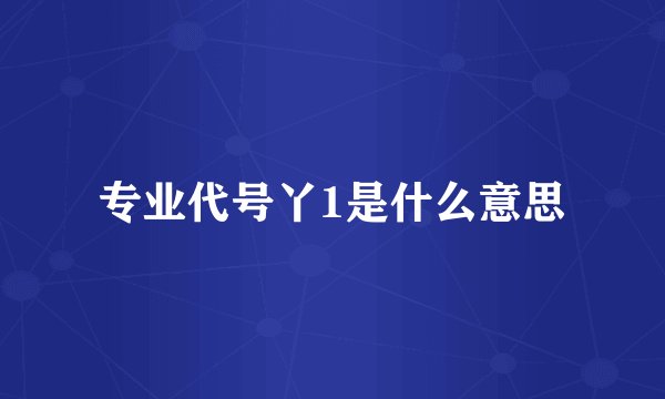 专业代号丫1是什么意思