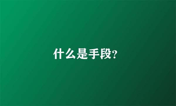 什么是手段？