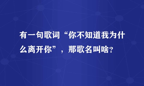 有一句歌词“你不知道我为什么离开你”,那歌名叫啥?
