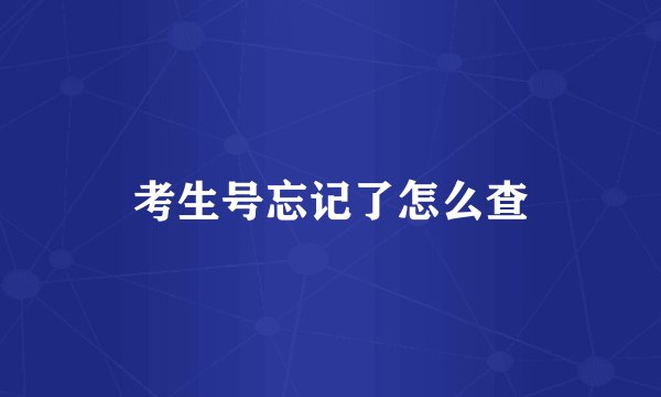 考生号忘记了怎么查