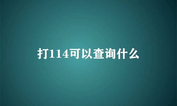 打114可以查询什么
