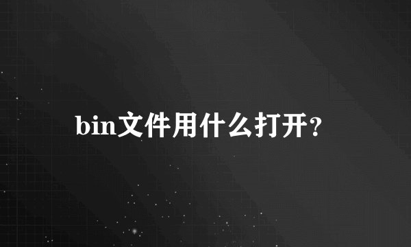 bin文件用什么打开？