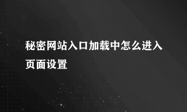 秘密网站入口加载中怎么进入页面设置