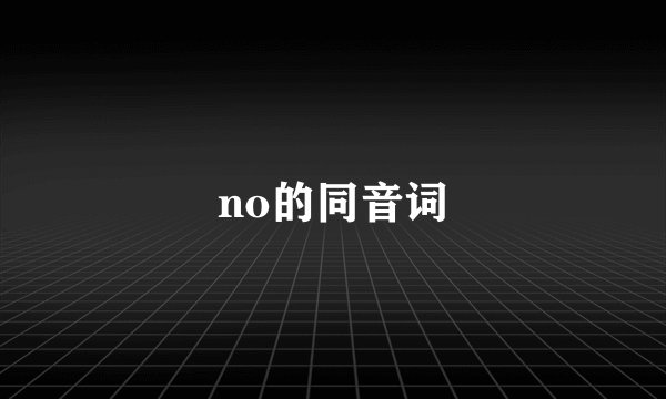 no的同音词
