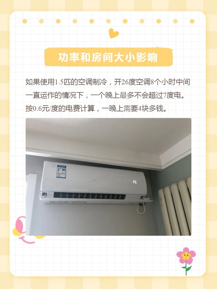 开一晚上空调26度多少钱？