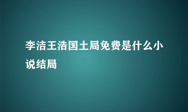 李洁王浩国土局免费是什么小说结局