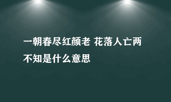 一朝春尽红颜老 花落人亡两不知是什么意思