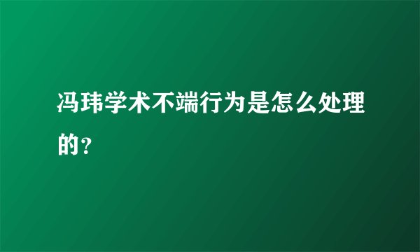 冯玮学术不端行为是怎么处理的？