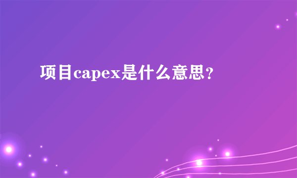 项目capex是什么意思？