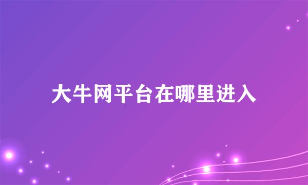 大牛网平台在哪里进入
