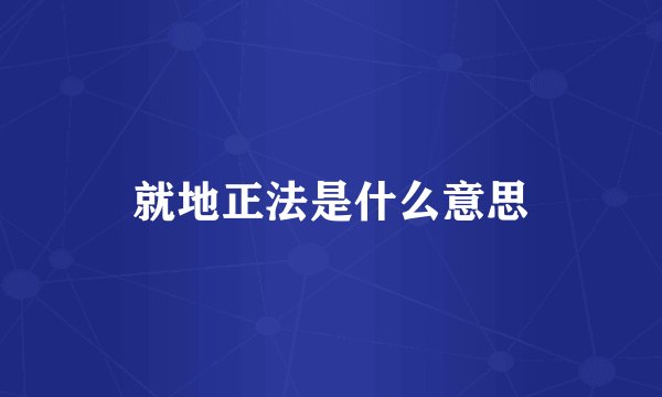 就地正法是什么意思