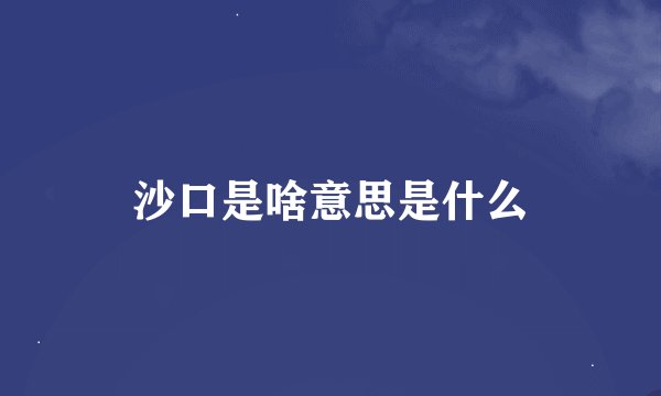沙口是啥意思是什么
