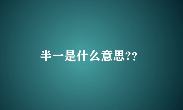半一是什么意思?？