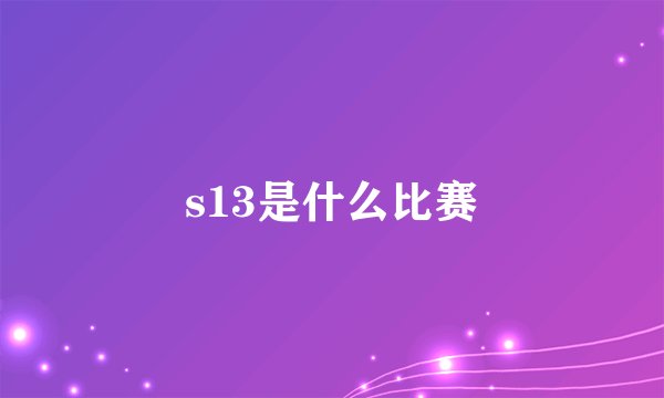 s13是什么比赛