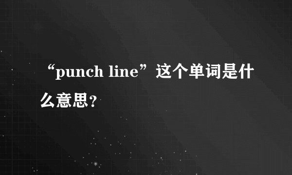 “punch line”这个单词是什么意思？
