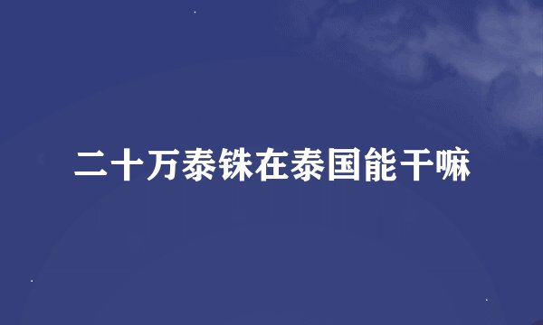 二十万泰铢在泰国能干嘛