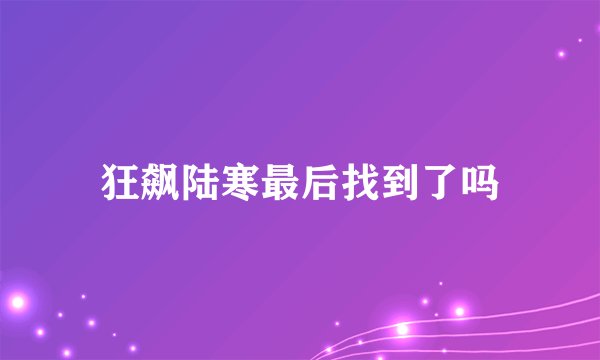 狂飙陆寒最后找到了吗