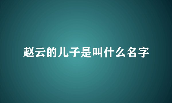 赵云的儿子是叫什么名字