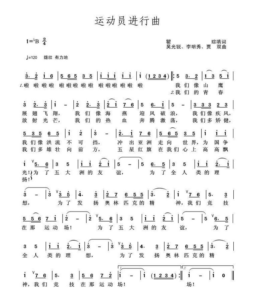 运动员进行曲简谱