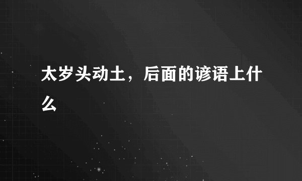 太岁头动土，后面的谚语上什么