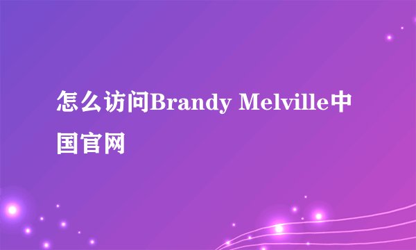 怎么访问Brandy Melville中国官网