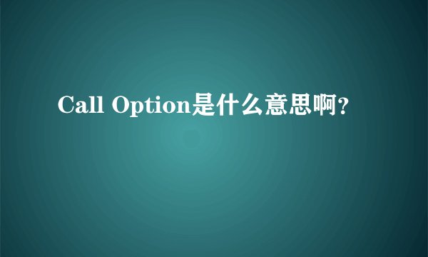 Call Option是什么意思啊？