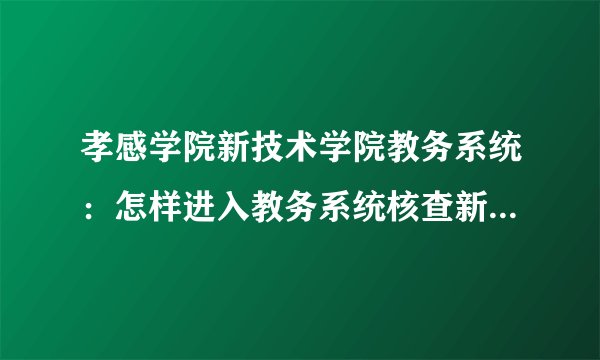 孝感学院新技术学院教务系统：怎样进入教务系统核查新生个人信息
