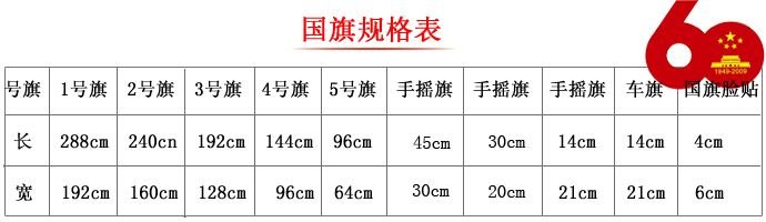 2号旗子的尺寸是多少
