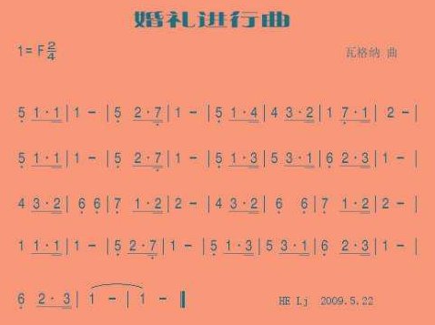 婚礼进行曲简谱,在线等。