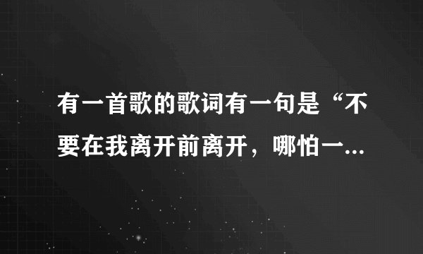 有一首歌的歌词有一句是“不要在我离开前离开,哪怕一秒选择”什么的,问一下叫什么啊