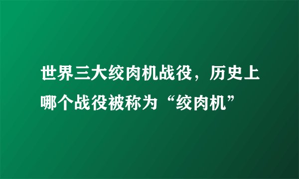 世界三大绞肉机战役，历史上哪个战役被称为“绞肉机”