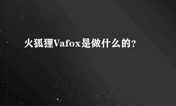 火狐狸Vafox是做什么的？
