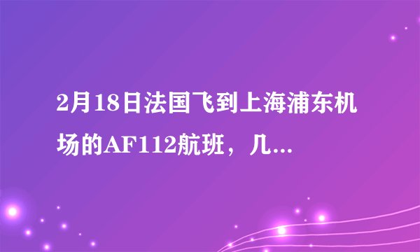 2月18日法国飞到上海浦东机场的AF112航班，几点到？停几号航站楼？
