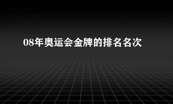 08年奥运会金牌的排名名次