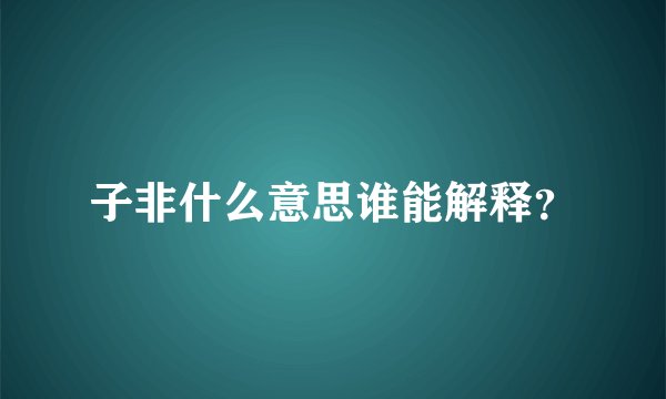 子非什么意思谁能解释？