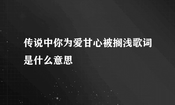 传说中你为爱甘心被搁浅歌词是什么意思