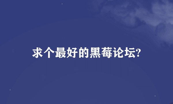 求个最好的黑莓论坛?