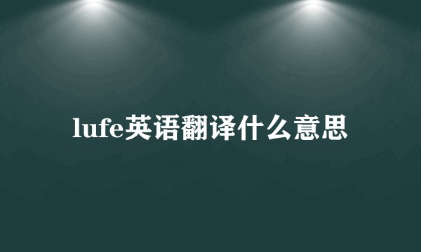 lufe英语翻译什么意思