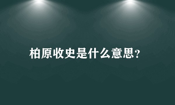 柏原收史是什么意思？