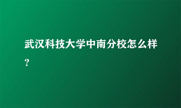 武汉科技大学中南分校怎么样？