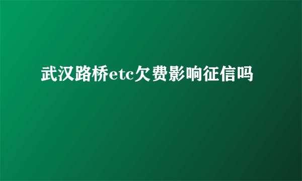 武汉路桥etc欠费影响征信吗