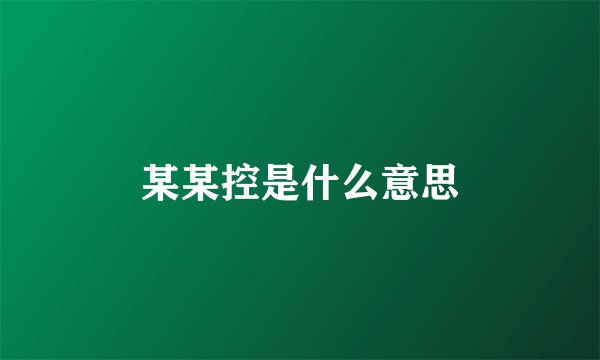 某某控是什么意思
