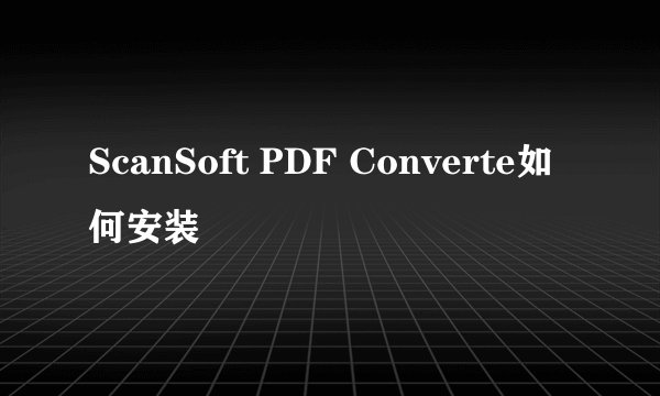 ScanSoft PDF Converte如何安装