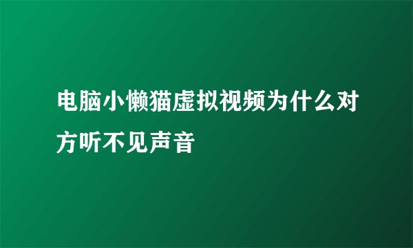 电脑小懒猫虚拟视频为什么对方听不见声音